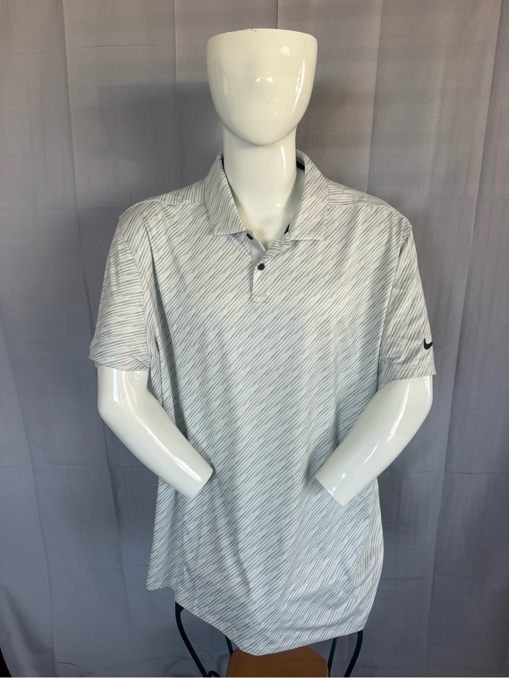 Nike Golf Dri-FIT Polo XXL White Gray Pattern Performance Shirt